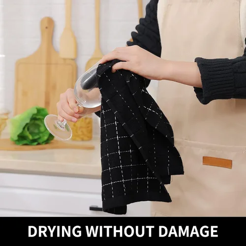 Vista 4 de Homaxy Toallas de cocina de rizo de algodón 100% y toallas de cocina a cuadros, 13 x 28 pulgadas, juego de 8 toallas de cocina súper suaves
