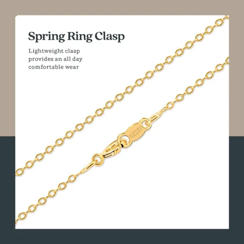 Vista 4 de KEZEF Sterling Silver Plated in Gold Necklace for Women - 14K Cable Gold Chain Necklace 1.3mm Thin Oval Links Necklace Gold Chain for Women
