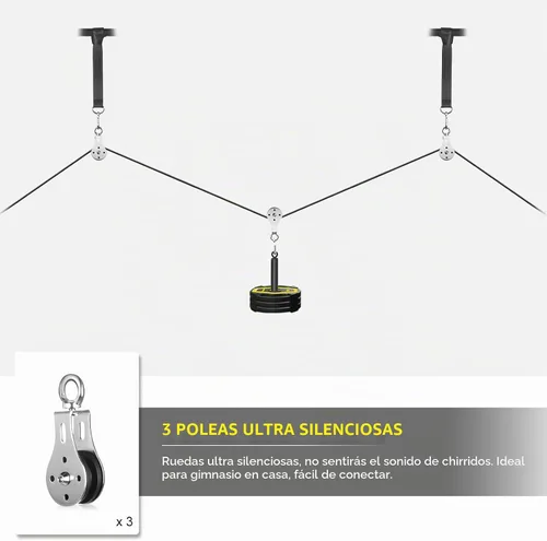 Vista 2 de Sistema de polea de cable de peso para gimnasio, accesorios de sistema de polea de cable de peso para gimnasio en casa con sistema de polea de mango