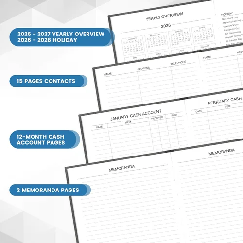 Vista 4 de Agenda diaria 2026 – Agenda diaria 2026, una página por día, agenda 2026 página completa por día, enero 2026 a diciembre 2026, 5.8 x 8.4 pulgadas