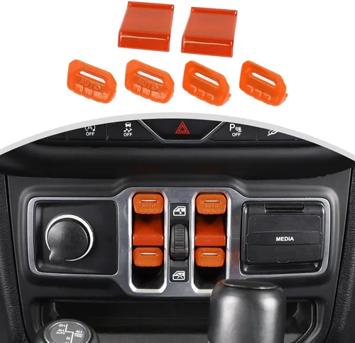 Vista 17 de Cherocar 4 piezas de cubierta de botón de interruptor de ventana Accesorios interiores para Jeep Wrangler JL JLU y Gladiator JT 2018-2026