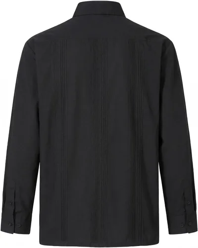 Vista 5 de Camisas guayabera de manga larga para hombre Negro