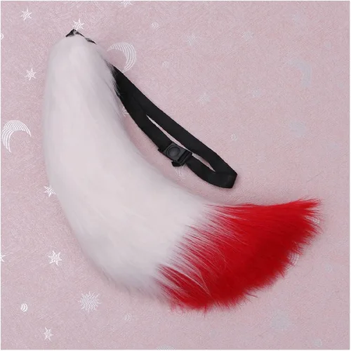 Vista 2 de Fxaelian - Juego de cola grande de piel sintética para animales, zorro, gato, perro, lobo, accesorio para disfraz de Halloween, cosplay, fiesta