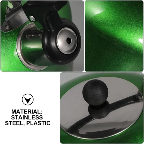 Vista 4 de Cabilock Hervidor de té silbante de acero inoxidable, 3.0 L, hervidor de té para cocinas de gas e inducción, mango ergonómico, gran capacidad