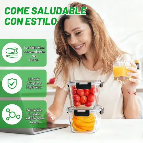 Vista 6 de Recipientes de vidrio para sopa con tapas, 32oz/4 tazas, paquete