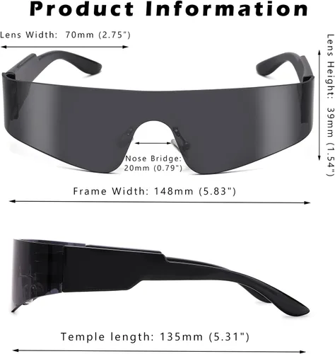 Vista 5 de COASION Wrap Around Sunglasses for Women Men Trendy Rimless Futuristic Shades Y2k Shield Flat Top Fashion Eyeglasses