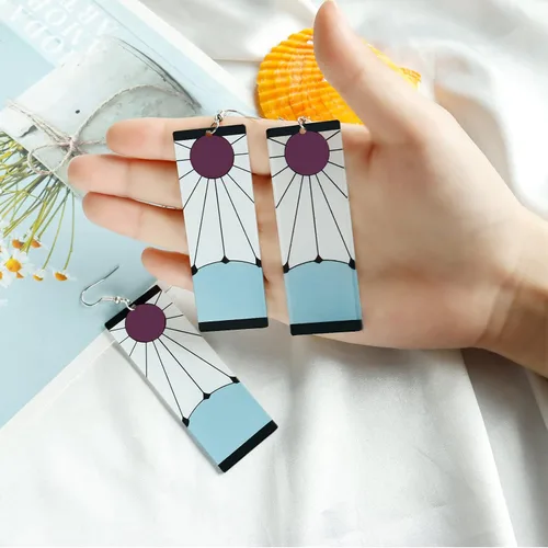 Vista 6 de Tanjiro - Pendientes colgantes para mujer, anime cosplay para hombres, Kimetsu No Yaiba, anime cosplay, regalo de Navidad para niñas, Acrílico, otro