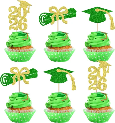 Vista 15 de Rsstarxi Paquete de 40 decoraciones para cupcakes Class of 2025 Congrats Grad 2025 Grad Cap Diploma Cupcake Picks Decoraciones para So Proud of You