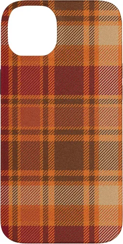 Vista 15 de iPhone 16 Vintage Halloween Naranja Rojo Plaid Otoño Calabazas Caso
