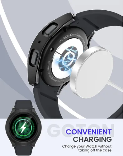 Vista 6 de Goton - Funda impermeable para Samsung Galaxy Watch 5 y 4 y FE, protector de pantalla de 40 mm con vidrio templado, 1 paquete de funda dura de PC
