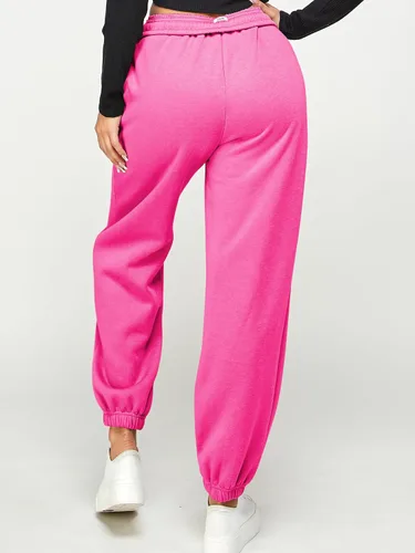 Vista 4 de IUUI Pantalones deportivos casuales de forro polar holgados para mujer, pantalones deportivos plegables de cintura alta, pantalones deportivos