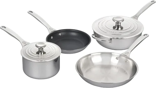 Vista 8 de Le Creuset Juego de utensilios de cocina de acero inoxidable de tres capas, 5 piezas