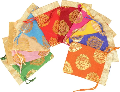 Vista 7 de Touchstone Preciosas bolsas de envoltura de regalos reutilizables, ecológicas, grandes con cordón, estampado de hojas de ficus para cumpleaños