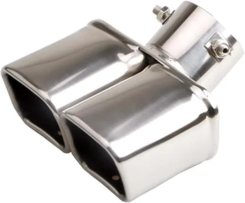Vista 5 de Sakali Silenciador universal de 2.5 pulgadas para tubos de escape de automóvil de acero inoxidable, tubo de escape de automóvil cuadrado doble
