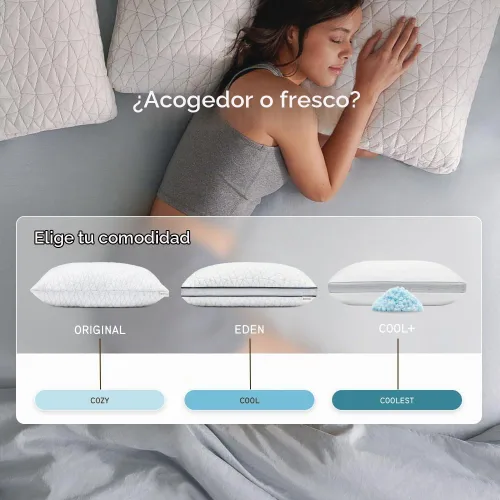 Vista 6 de Coop Home Goods Eden - Almohada de cama tamaño Queen para dormir de espalda, estómago y de lado, gel refrescante de espuma viscoelástica suave