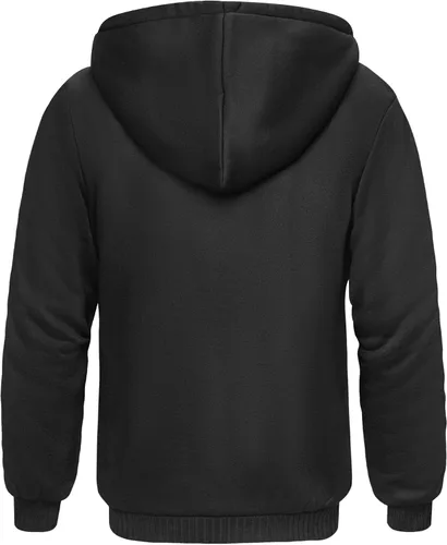 Vista 3 de SCODI Sudaderas con capucha para hombre, de forro polar, con cremallera completa, con forro de sherpa grueso