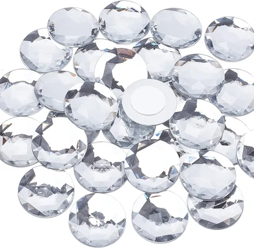 Vista 9 de FINGERINSPIRE 30 diamantes de imitación acrílicos redondos con parte trasera plana de 1.181 in con contenedor, gemas circulares de cristal Ab