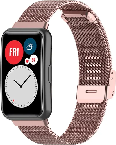 Vista 6 de Senter Correa de repuesto de acero inoxidable para reloj inteligente Huawei Watch Fit