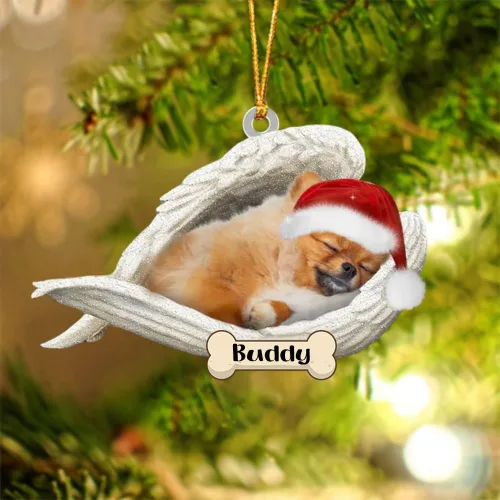 Vista 40 de Afghan Hounds - Adorno de Navidad con alas de ángel durmiente, recuerdo personalizado para perros 2024, adorno de forma acrílica, regalos