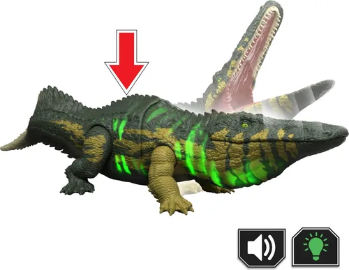 Vista 3 de Mattel Jurassic World Wild Roar Stomatosuchus Figura de dinosaurio, L & S