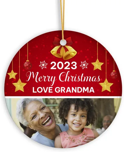 Vista 7 de Adorno de Navidad con foto personalizada 2023, adorno de Navidad con nombre del bebé, adorno de Navidad con texto personalizado para bebé, recién