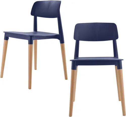 Vista 10 de Bel Dining Bistro Cafe Style - Juego de 2 sillas auxiliares minimalistas modernas (negro)