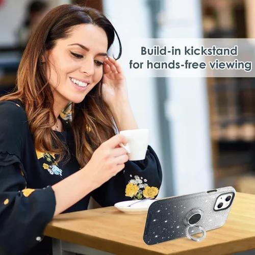 Vista 6 de Hython para iPhone 13 Funda con Soporte de Anillo [Soporte Magnético Giratoria de 360° con Anillo] [Soporte para Montaje en Coche] Funda de Teléfono