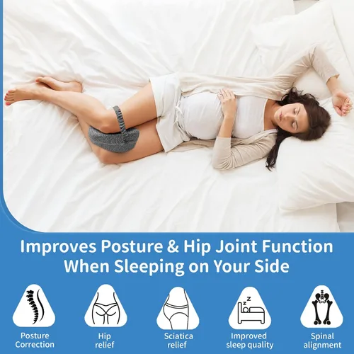Vista 2 de Almohada de rodilla para dormir de lado, almohada de pierna con correa elástica, almohada de columna vertebral suave para dormir de lado, almohadas
