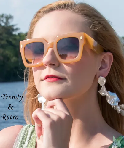 Vista 3 de SDINM Gafas de sol cuadradas de gran tamaño vintage para mujer, a la moda, de lujo, grandes, protección UV400