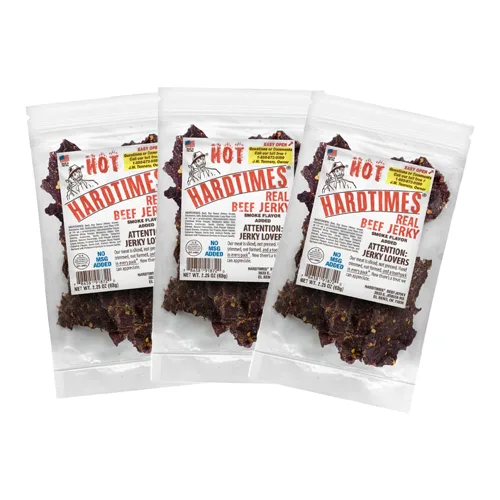 Vista 14 de Hardtimes Carne Seca Artesanal de Vaca - Sabor a Pimienta Negra - Paquete de 3 bolsas de 2.25 oz
