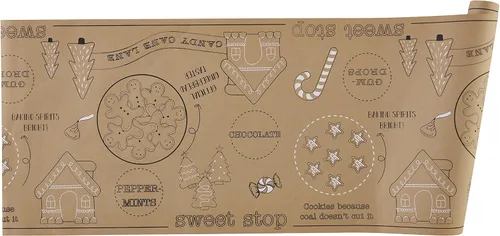 Vista 2 de Mud Pie Camino de mesa de papel kraft para vacaciones, papel de Navidad, 18 "x 360