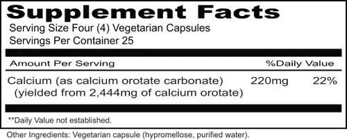 Vista 2 de Priority One Vitaminas - Orotato de Calcio -100 Cápsulas Vegetarianas - Suplementación de calcio para huesos fuertes*
