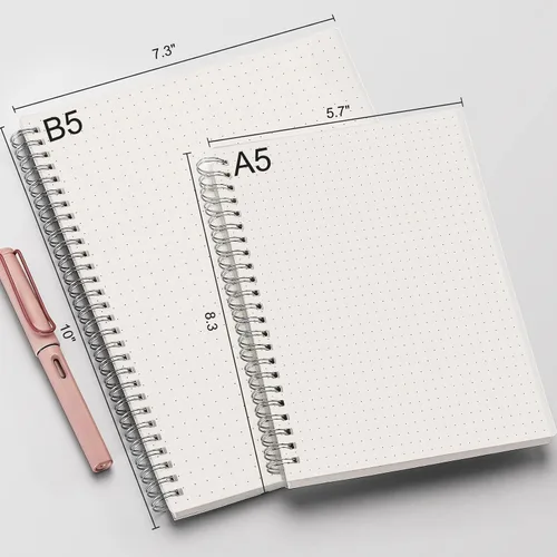 Vista 4 de AHGXG Cuaderno de espiral de puntos (paquete de 2), diario de cuadrícula de puntos grande B5 con tapa dura transparente, cuaderno encuadernado