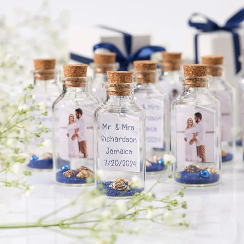 Vista 13 de Recuerdos de boda con foto personalizada para invitados - Recuerdos de fiesta en la playa personalizados - Regalos de recepción de bodas de destino