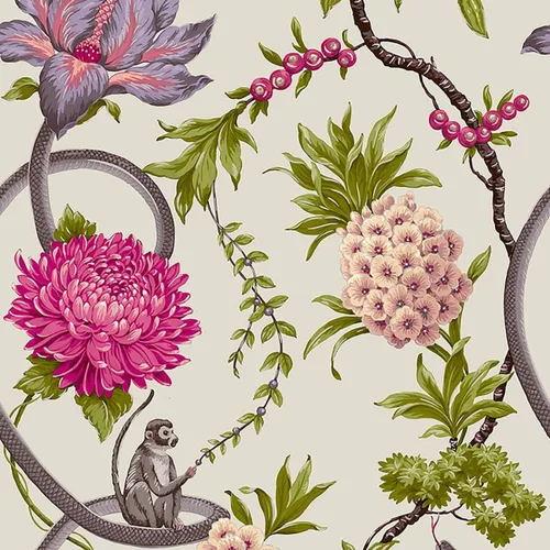 Vista 4 de Papel pintado floral de frutas prohibidas verde Belgravia 39002