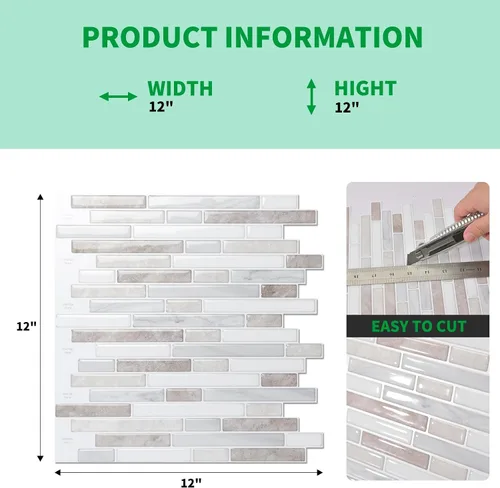 Vista 4 de LONGKING Protector contra salpicaduras de mármol despegable y adhesivo de 10 hojas para cocina, protector contra salpicaduras de azulejos