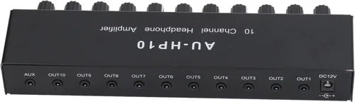 Vista 8 de Amplificador de auriculares de 10 canales Divisor de auriculares 1 entrada 10 salidas estéreo divisor de audio control independiente DC 12V