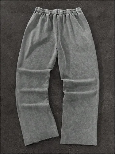 Vista 2 de SOLY HUX Pantalones deportivos holgados Y2k con cordón para hombre Gris oscuro