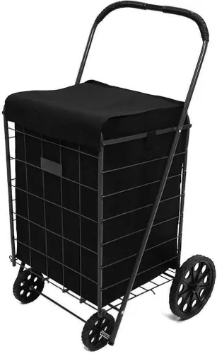 Vista 2 de Plegable Carrito de compras Liner Inserto con cubierta en negro (solo revestimiento).