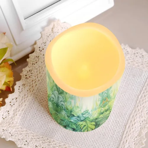 Vista 6 de Ystardream Velas sin llama de hojas tropicales con control remoto que funcionan con pilas, velas LED realistas con control remoto y temporizador