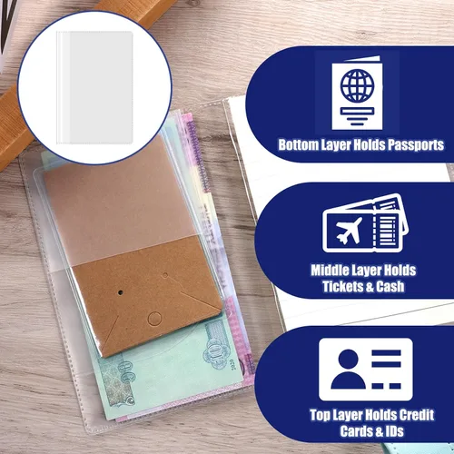 Vista 7 de Funda transparente para pasaporte, protector de pasaporte de plástico impermeable, funda de vinilo para pasaportes para viajes, transparente