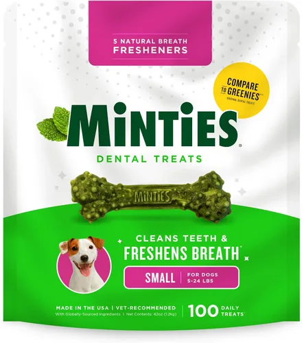 Vista 14 de Minties Golosinas masticables dentales para perros, 60 unidades + Minties FreshBites Golosinas dentales suaves y masticables para perros, 50