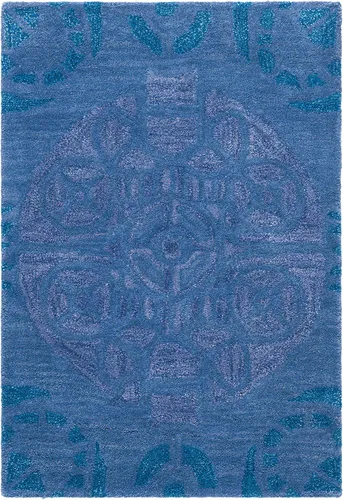 Vista 24 de SAFAVIEH Wyndham Collection - Alfombra decorativa de 2 x 3 pies, beige y azul, hecha a mano, lana moderna, ideal para zonas de alto tráfico