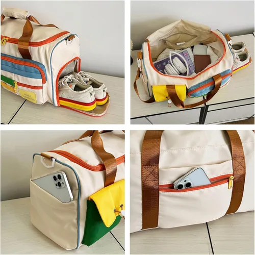 Vista 200 de Pequeña bolsa de gimnasio para mujer, bolsa de viaje con compartimento para zapatos