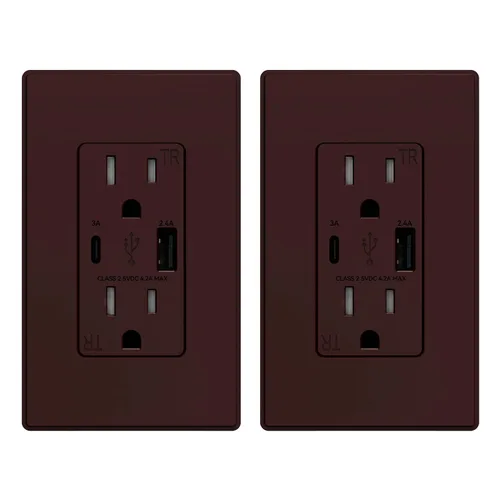Vista 41 de ELEGRP Cargador USB de pared, receptáculo USB con puertos USB tipo A y tipo C, enchufe dúplex de 15 amperios resistente a manipulaciones NEMA 5-15R