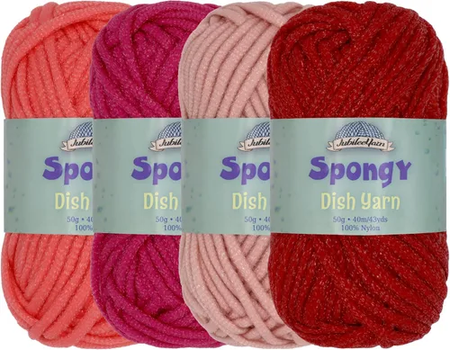 Vista 10 de JubileeYarn Hilo esponjoso para platos - 50 g/madeja de nylon grueso - paño de cocina - negro - 4 madejas