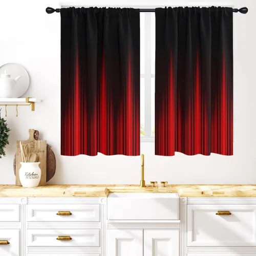Vista 26 de Coxila Cortinas 100% opacas en negro y beige de 42 x 63 pulgadas, cortinas góticas degradadas con aislamiento térmico para dormitorio