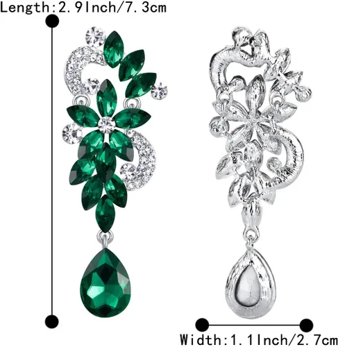 Vista 6 de BriLove - aretes colgantes bohemios con flores de cristal para novia