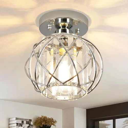 Vista 10 de Lámparas de techo para pasillo, montaje empotrado, E26, iluminación de techo con candelabro pequeño de cristal, iluminación interior para vestíbulo