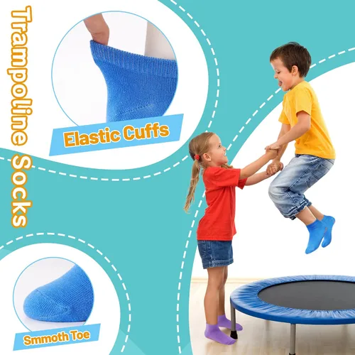 Vista 6 de ELUTONG Calcetines de trampolín para niños con agarres antideslizantes, 6 pares de calcetines con agarre para casa de rebote para niños y niñas
